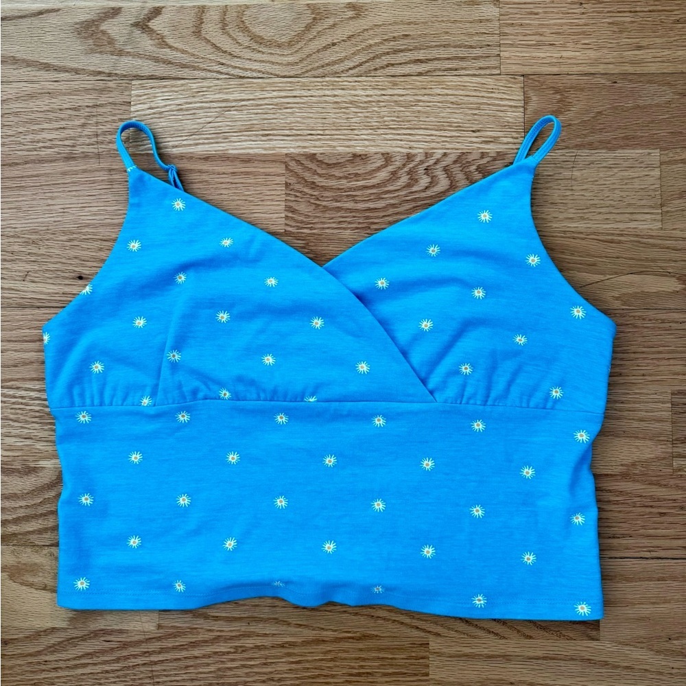 SO Goods for Life Front Wrap Cinched Vneck Cami Adjustable Straps Blue Green XXL